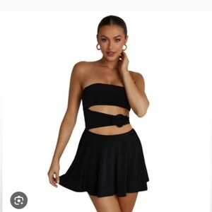 Meshki Black Strapless Cutout Dress